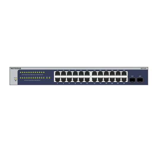 Netgear 24-Port Gigabit Ethernet Smart Switch (GS724TV6) - Managed with 2x 1G SFP Desktop/Rackmount and Prosafe Limited Lifetime Protection