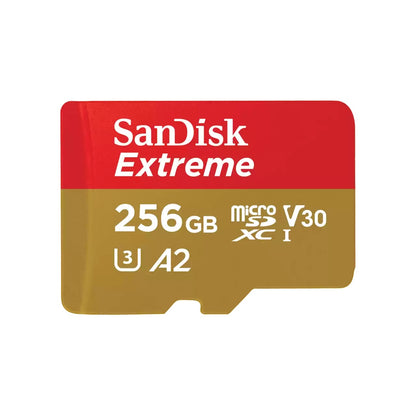 SanDisk Extreme Micro SDXC SQXAV 256GB V30 U3 C10 A2 UHS-I 190MB/s R 130MB/s W 4x6 SD Adaptor Lifetime Limited