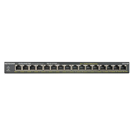 Netgear 16-Port Gigabit Ethernet Unmanaged POE+ Switch with Flexpoe 115W GS316P