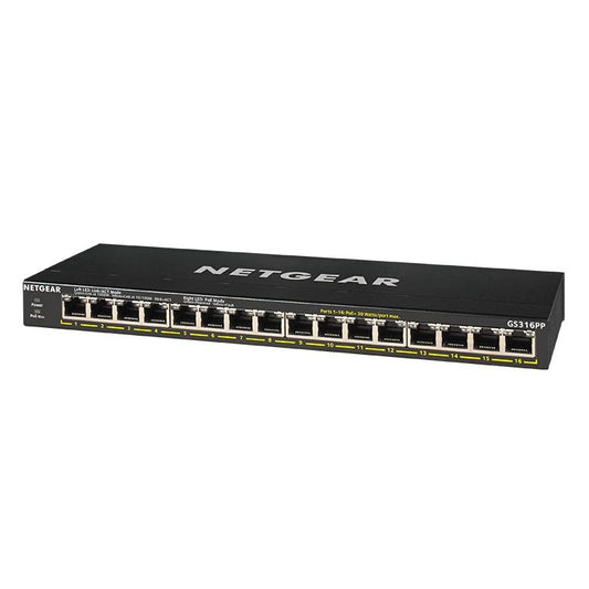 Netgear 16-Port Gigabit Ethernet Unmanaged POE+ Switch with Flexpoe 183W GS316PP