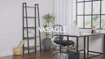 Vasagle 5-Tier Ladder Shelf Bookshelf Bookcase Storage Rack with Steel Frame (Ink Black & Rustic Brown)