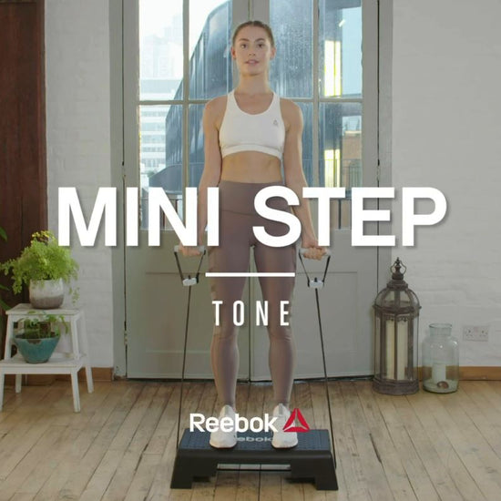 Reebok Mini Step - Aerobic Fitness HIIT Stepper Exercise Platform Gym Workout Deck (Black) - TONE