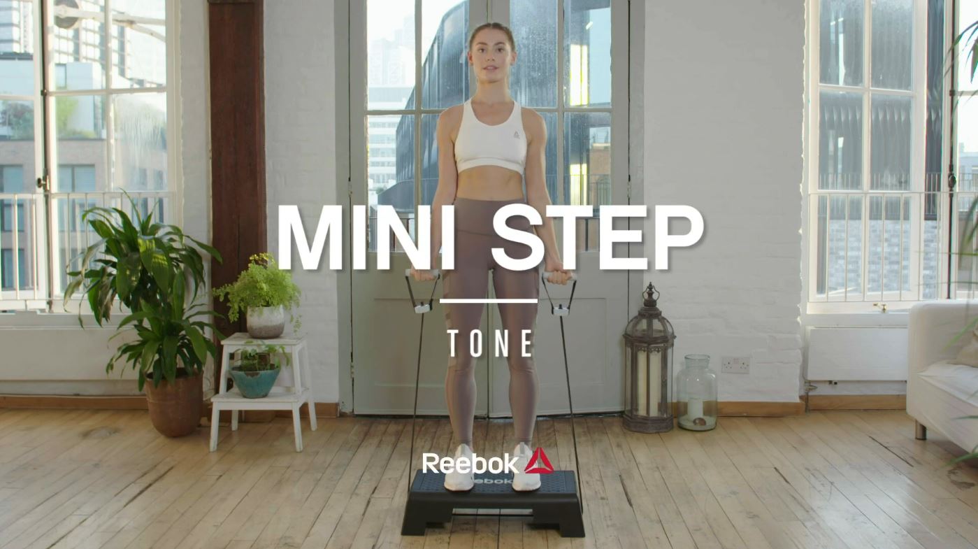 Reebok Mini Step - Aerobic Fitness HIIT Stepper Exercise Platform Gym Workout Deck (Black) - TONE