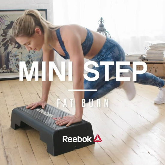 Reebok Mini Step - Aerobic Fitness HIIT Stepper Exercise Platform Gym Workout Deck (Black) - FAT BURN