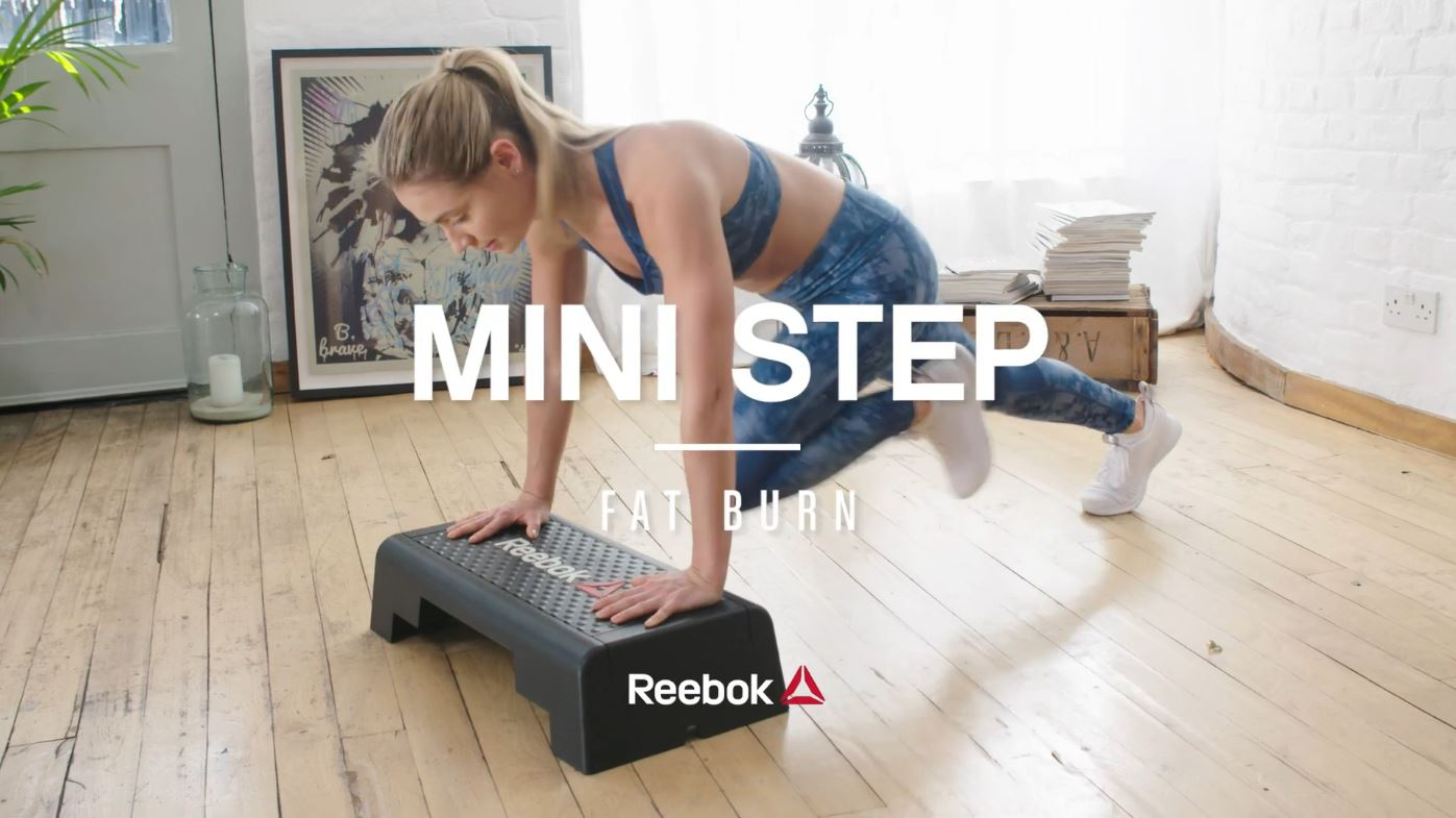 Reebok Mini Step - Aerobic Fitness HIIT Stepper Exercise Platform Gym Workout Deck (Black) - FAT BURN