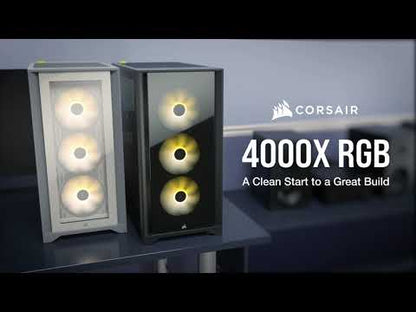 Corsair iCUE 4000X RGB ATX Mid-Tower Tempered Glass Gaming PC Case (White)
