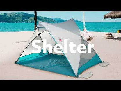 Caribee Collaroy UPF 50+ Family Beach Shelter Tent Sunshade (Lagoon Blue)