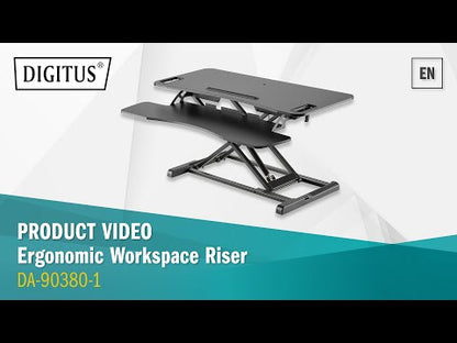 Digitus DA-90380-1 Ergonomic Height Adjustable Workspace Riser - Sit & Stand (Black)
