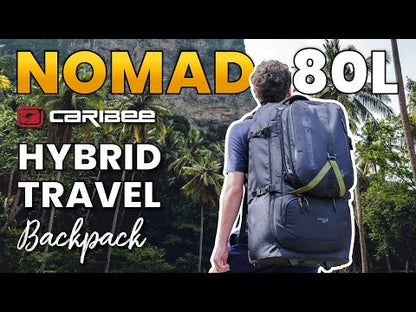 Caribee Nomad 80 Hybrid Wheel Trolley Wheeled Travel Pack Backpack 80L (Black)