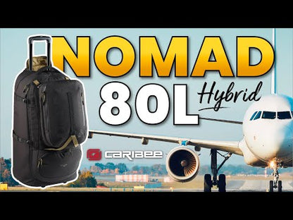 Caribee Nomad 80 Hybrid Wheel Trolley Wheeled Travel Pack Backpack 80L (Black)