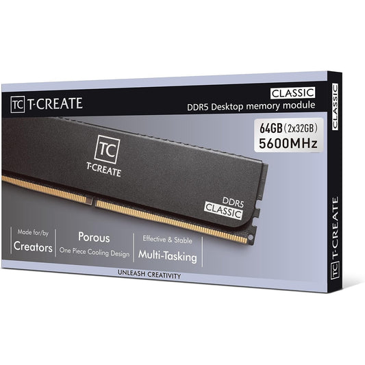 Team T-Create Classic 64GB 2x32GB Kit 5600 DDR5 DIMM with Heatsink
