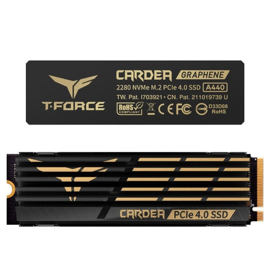 Team T-Force Cardea A440 M.2-2280 PCIE Gen4x4 2TB (Black) with Heatsink R/W 7000/6900 MB/s