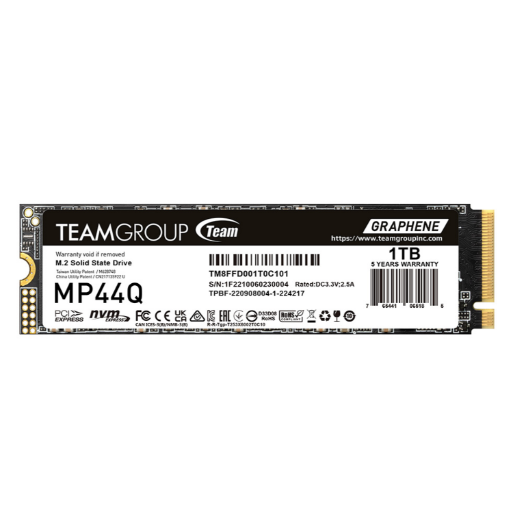 Teamgroup M.2-2280 PCIe Gen4x4 MP44Q 1TB SSD (Read/Write Speed up to 7400/6200MB/s)