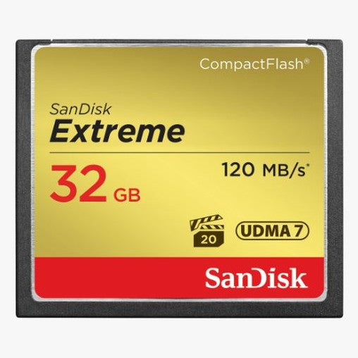 SanDisk Extreme CF CFXSB 32GB VPG20 UDMA 7 120MB/s R 85MB/s W 4x6 Lifetime Limited