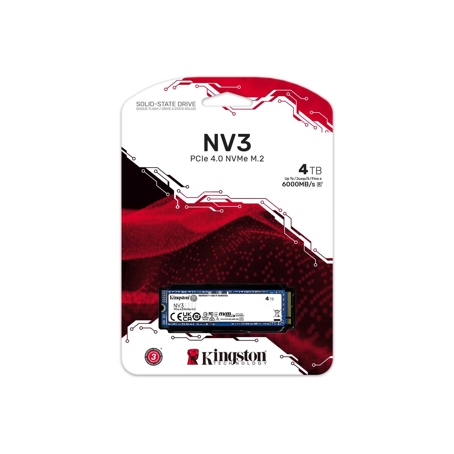 Kingston 4TB NV3 M.2 PCIE 4.0 NVME SSD R/W 6000/5000 MB/s