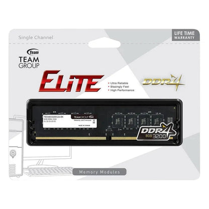 TeamGroup Team Elite 8GB 3200Mhz DDR4 1.2V DIMM Desktop RAM (Black)