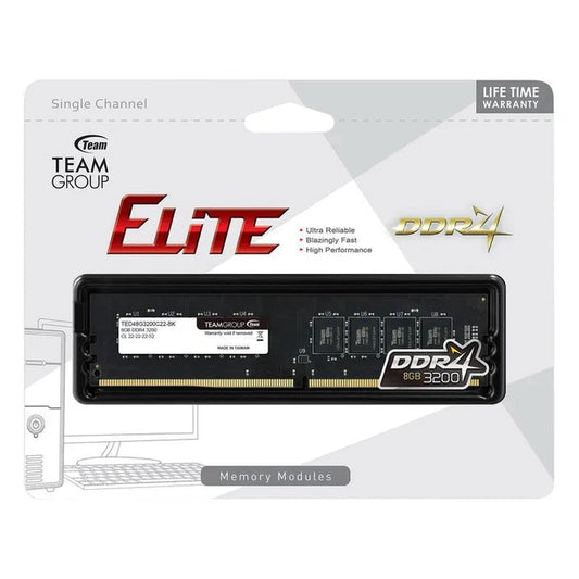 TeamGroup Team Elite 8GB 3200Mhz DDR4 1.2V DIMM Desktop RAM (Black)