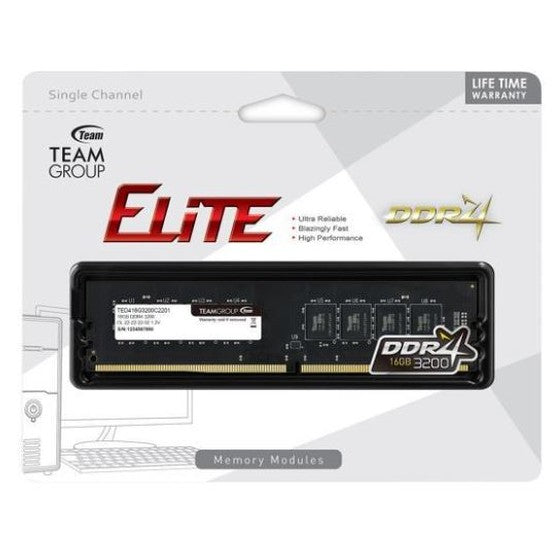 Team Elite 16GB 1x16GB 3200Mhz DDR4 RAM - TED416G3200C2201