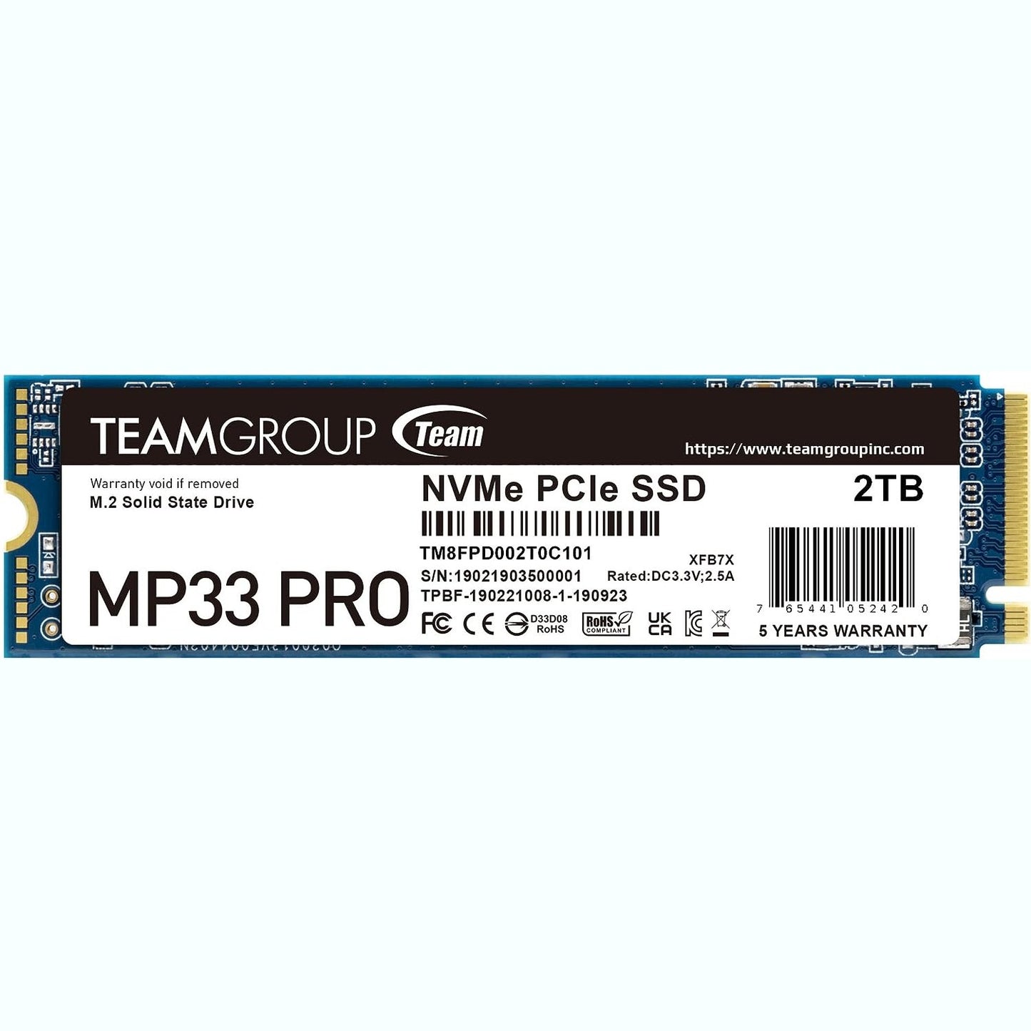 TeamGroup MP33 Pro M.2 2280 2TB PCIE 3.0 X4 with NVME 1.3 3D NAND SSD R/W 2400/2100 MB/s