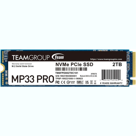 TeamGroup MP33 Pro M.2 2280 2TB PCIE 3.0 X4 with NVME 1.3 3D NAND SSD R/W 2400/2100 MB/s