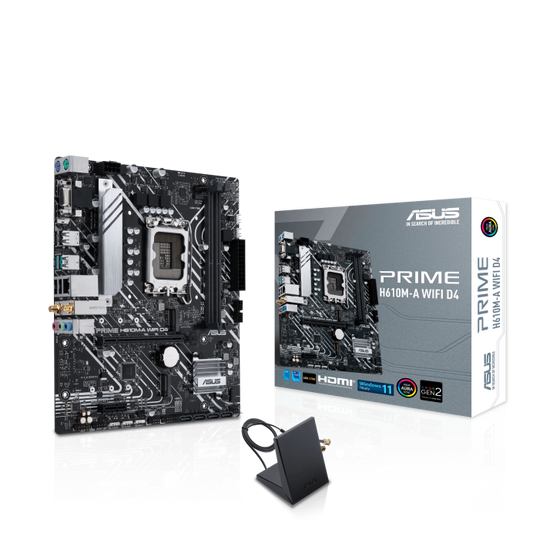 Asus Prime H610M-A WIFI D4 Intel H610 LGA1700 MIC-ATX Motherboard with DDR4 PCIE 4.0 Dual M.2 Slots Intel 1 GB Ethernet WIFI 5 Display Port
